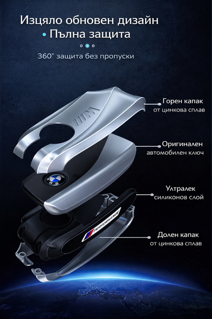 Премиум метален калъф за ключ BMW M – 360° защита