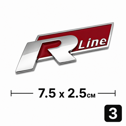 Емблема Volkswagen R-Line – Метална лепяща емблема за решетка, калник и багажник