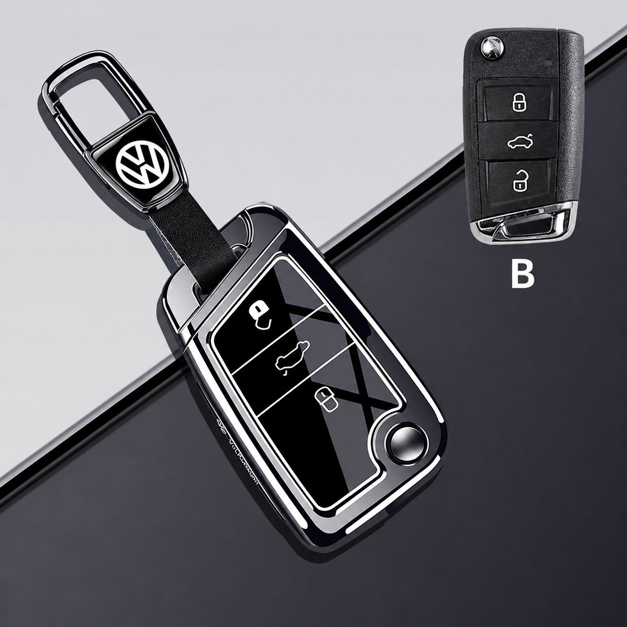 Калъф за автомобилен ключ Volkswagen – черен с ключодържател