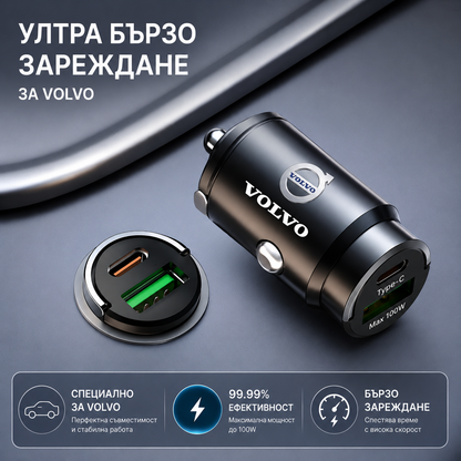Автомобилно зарядно 100W с USB-C и USB – Бързо зареждане