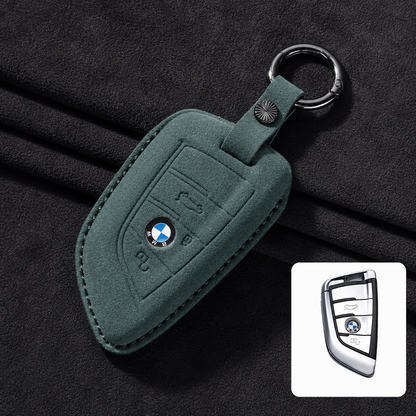 Премиум калъф за ключ BMW от Алкантара с ключодържател – 3 цвята ЗЕЛЕН
