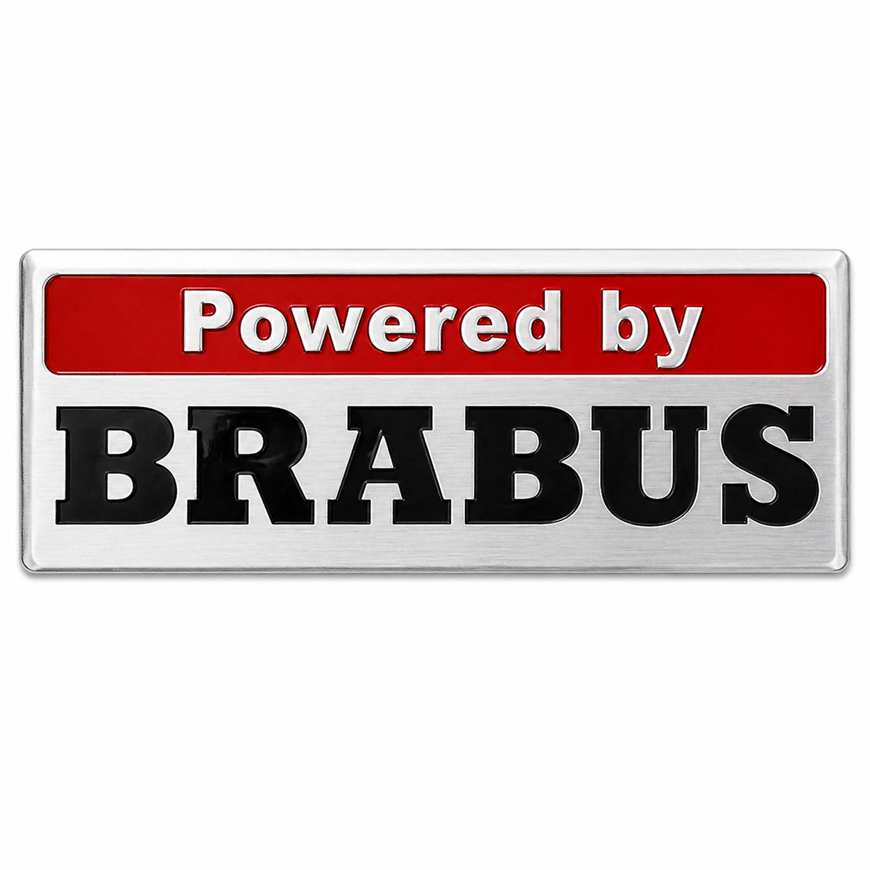 Алуминиева емблема Powered by BRABUS лепяща Сива 8х3см