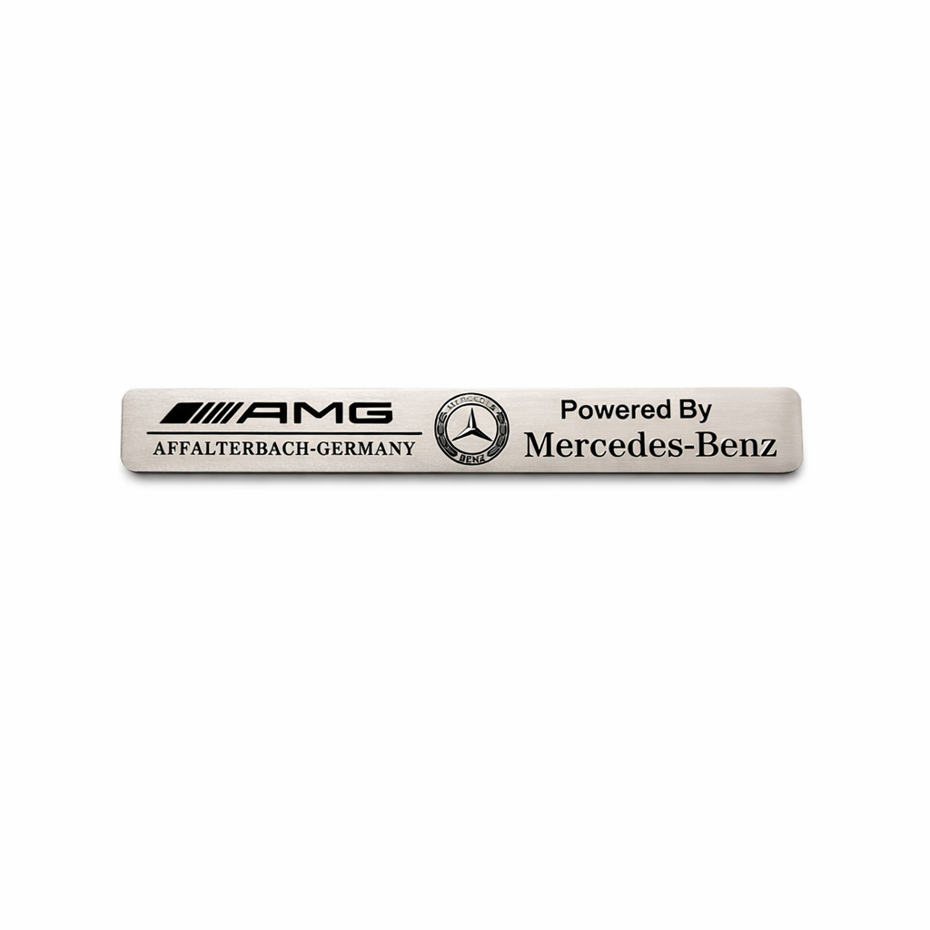 AMG метална емблема 10.7×1.3 см – Powered by Mercedes-Benz СИВ