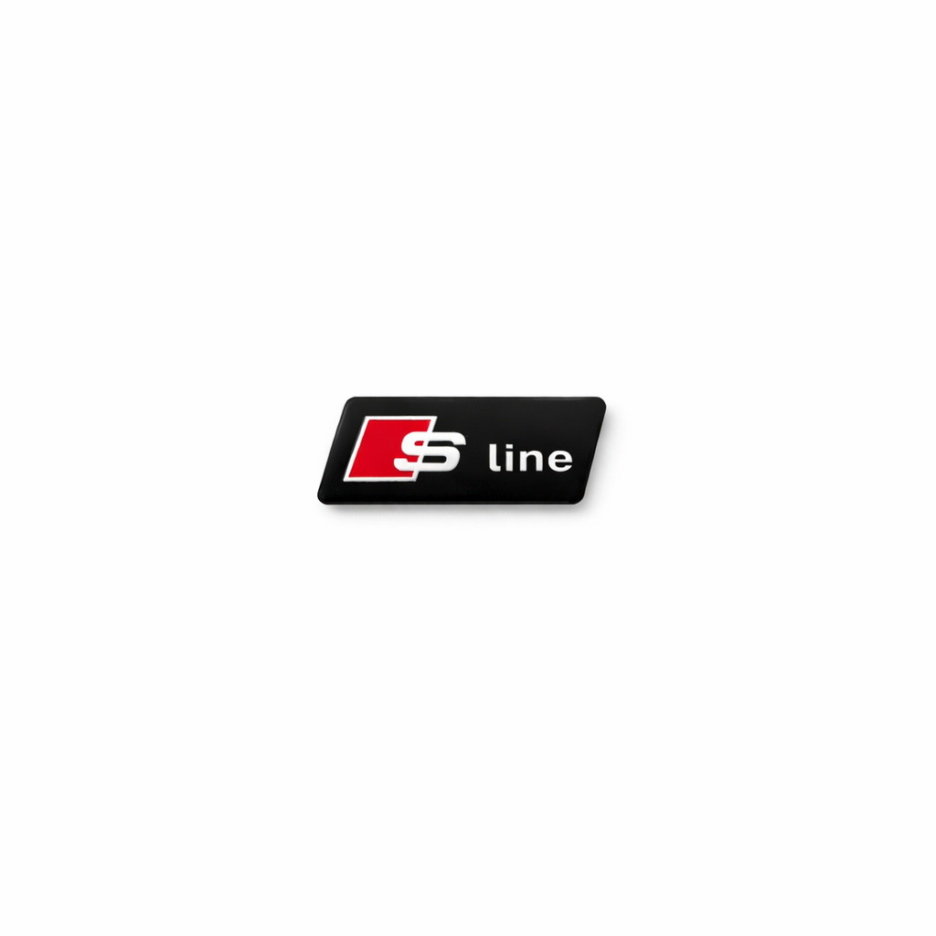 S Line мини емблема 3.7×1.6 см – метална ЧЕРЕН