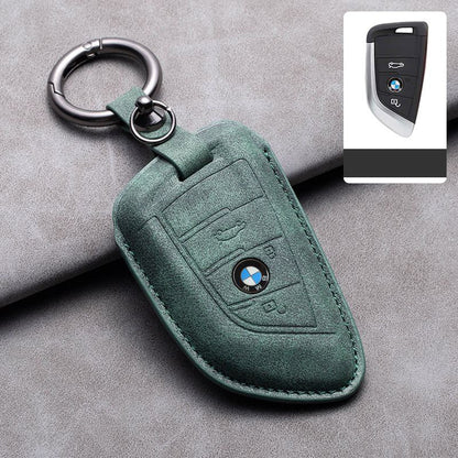 Кожен калъф за ключ Алкантара