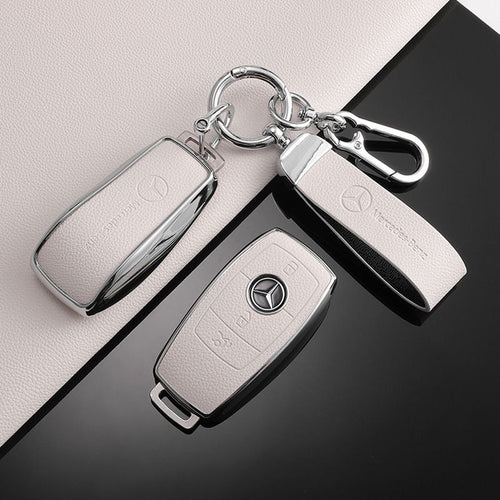 Луксозен Калъф за автомобилен ключ Mercedes БЯЛ