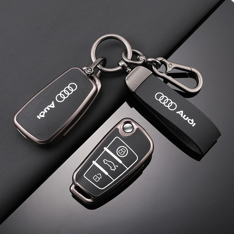 Луксозен калъф за ключ Audi + кожен ключодържател – Премиум комплект