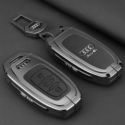 Калъф за автомобилен ключ AUDI – метален корпус и кожа