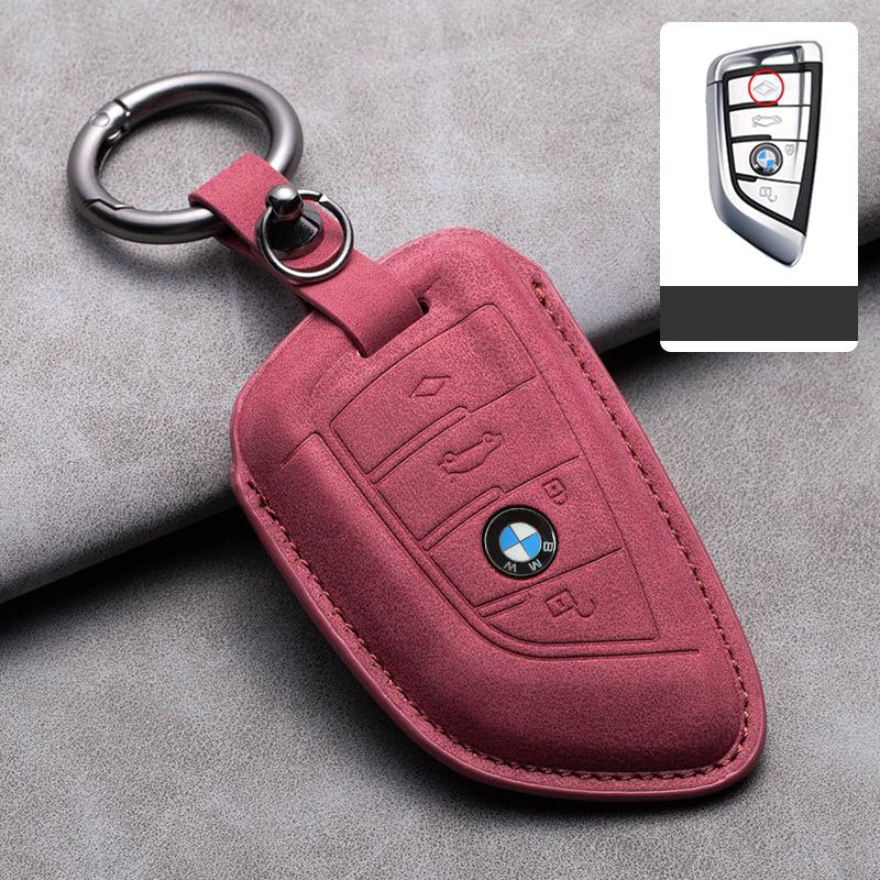 Кожен калъф за ключ Алкантара