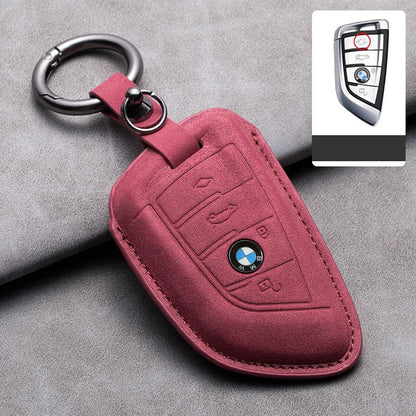 Кожен калъф за ключ Алкантара