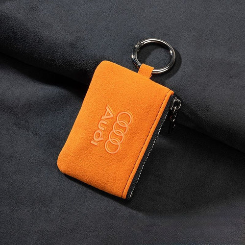 Кожен калъф за ключ Алкантара