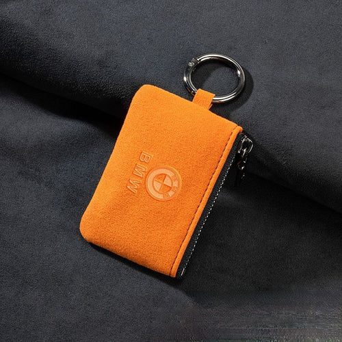 Кожен калъф за ключ Алкантара