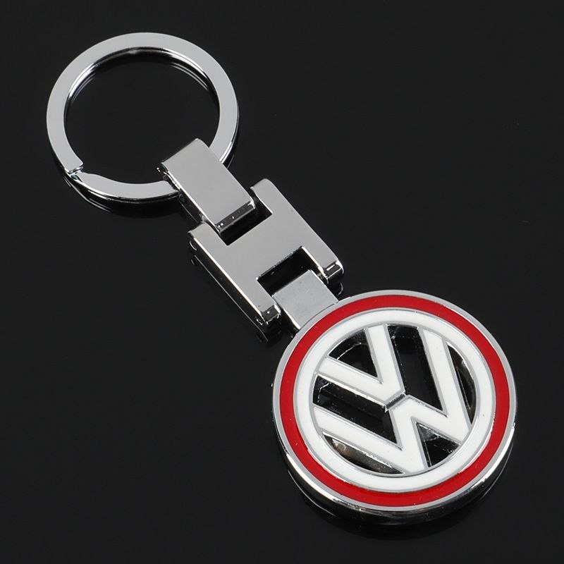 Метален ключодържател Volkswagen VW с въртяща се емблема ЧЕРВЕН