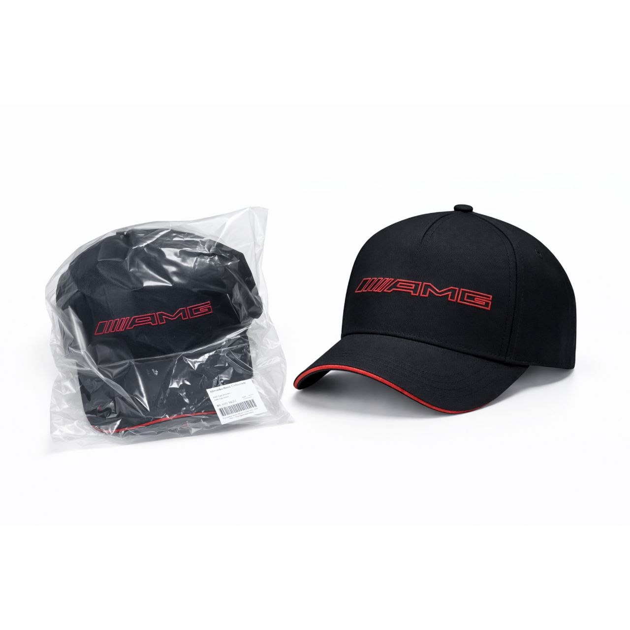 Спортна шапка Mercedes-AMG – черна с червени детайли