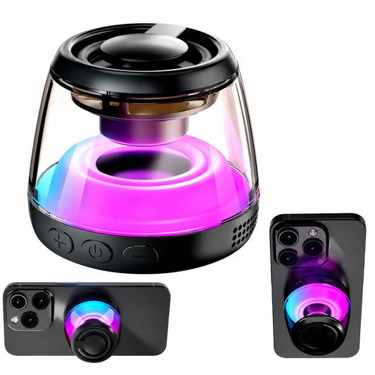 Магнитна Bluetooth колонка с RGB LED осветление и стойка за телефон