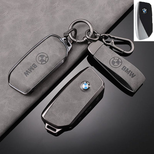 Премиум калъф за ключ BMW с ключодържател – кожа и защитен корпус