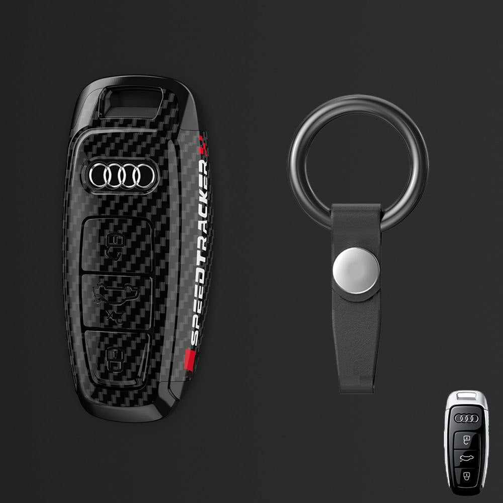Премиум калъф за ключ Audi с карбоново покритие + кожен ключодържател 2