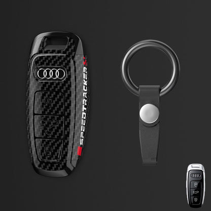 Премиум калъф за ключ Audi с карбоново покритие + кожен ключодържател 2
