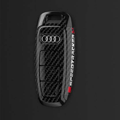 Премиум калъф за ключ Audi с карбоново покритие + кожен ключодържател 1