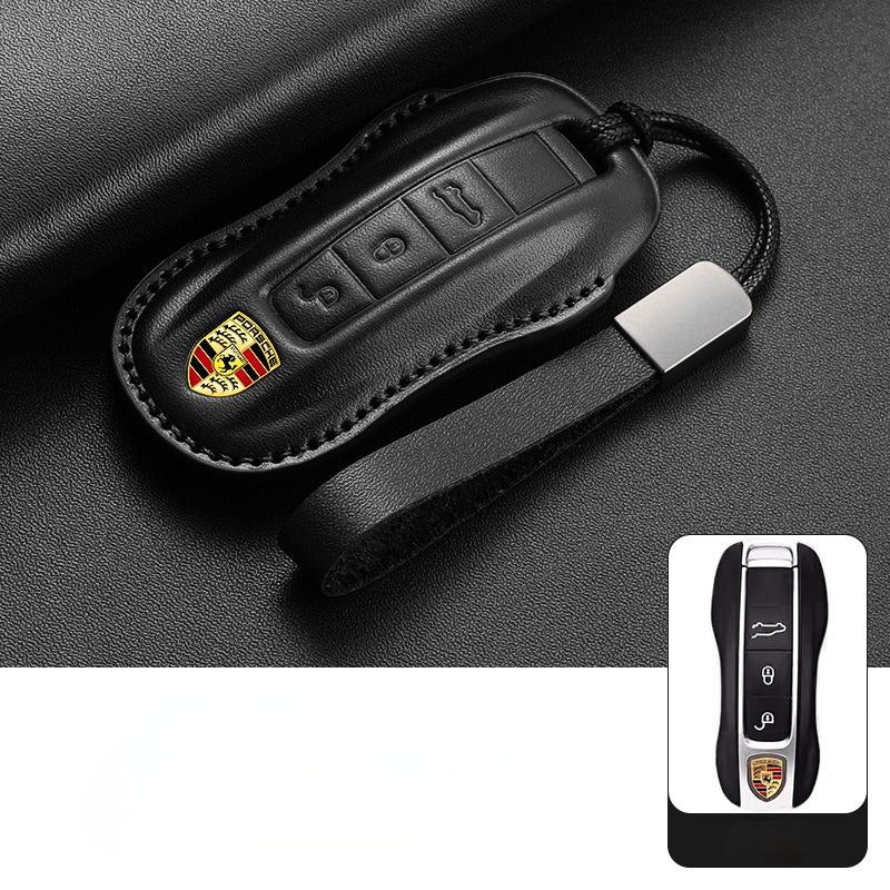 Porsche Кожен Калъф За Ключ ЧЕРЕН