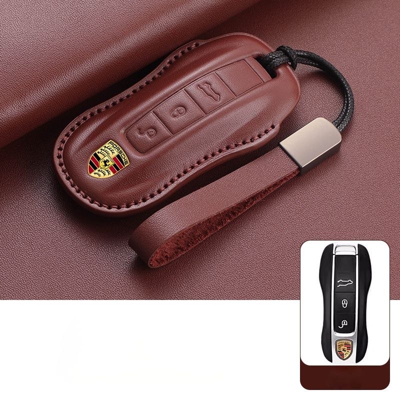 Porsche Кожен Калъф За Ключ БОРДО