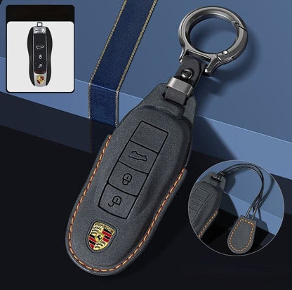 Кожен калъф за ключ Porsche с ключодържател – Ръчно зашиване B