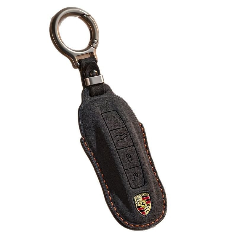 Кожен калъф за ключ Porsche с ключодържател – Ръчно зашиване
