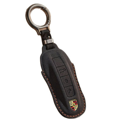 Кожен калъф за ключ Porsche с ключодържател – Ръчно зашиване