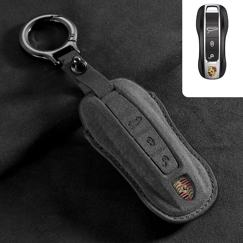 Алкантара Кожен Калъф За Ключ Porsche ЧЕРЕН