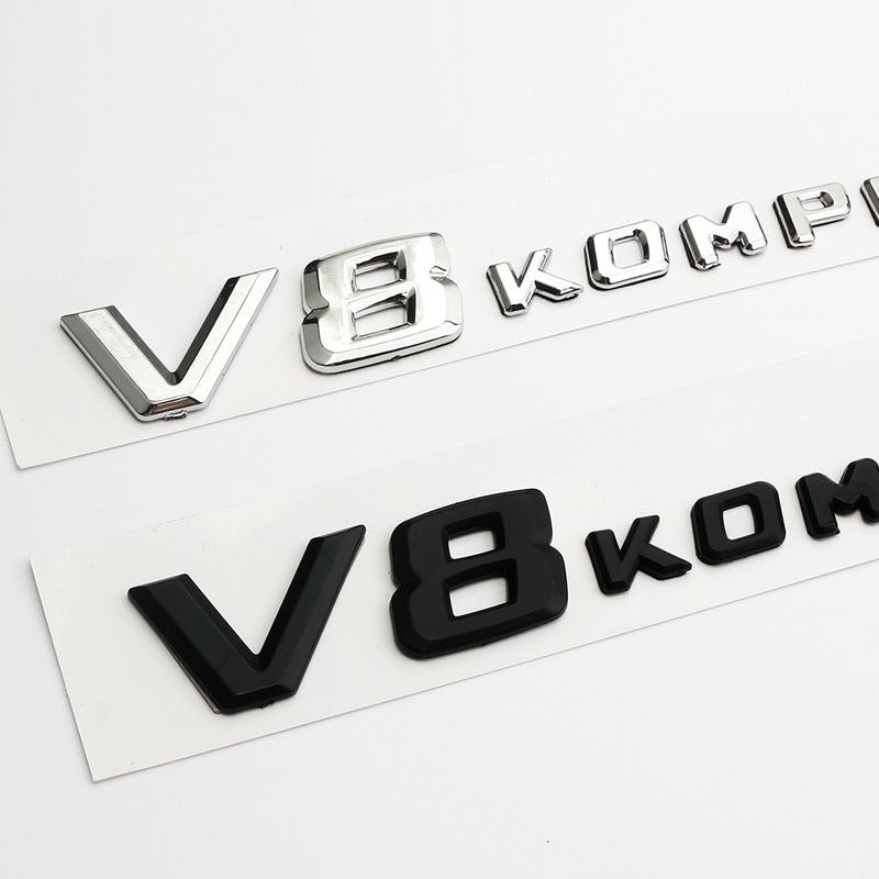 Емблема V8 / V12 Kompressor за калник Mercedes-Benz – Черна / Хром