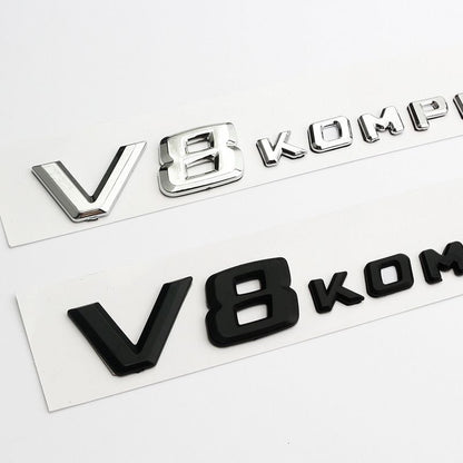Емблема V8 / V12 Kompressor за калник Mercedes-Benz – Черна / Хром