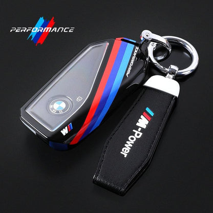 Спортен калъф за ключ BMW M Performance с кожен ключодържател