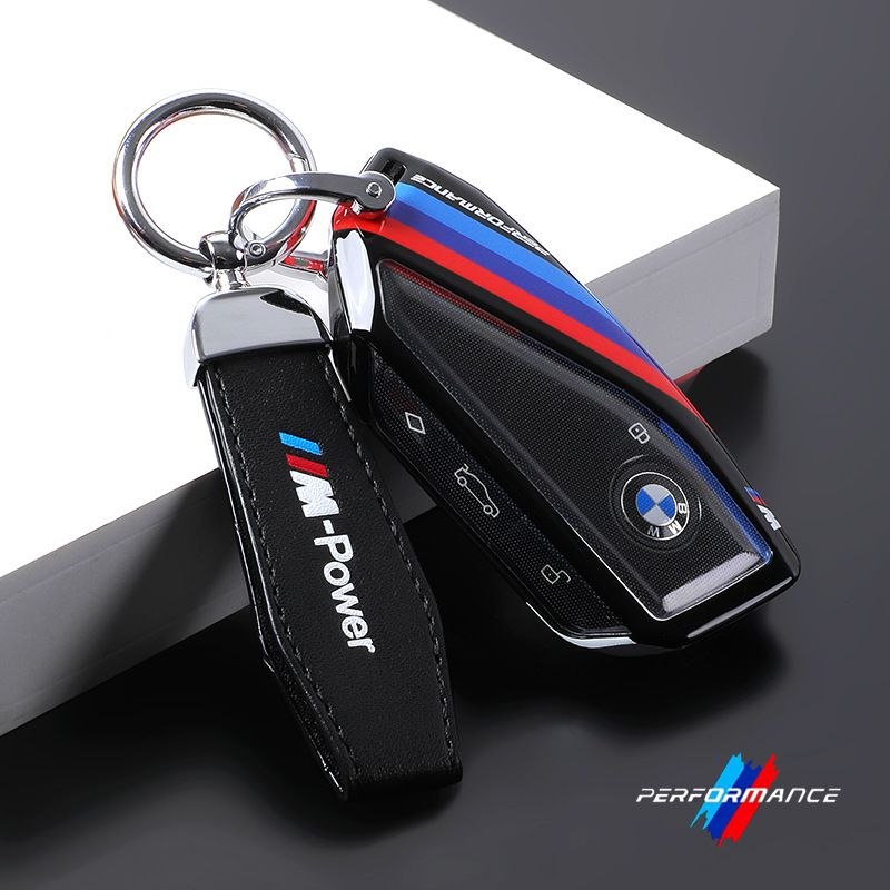 Спортен калъф за ключ BMW M Performance с кожен ключодържател