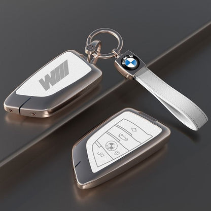 Премиум калъф за ключ BMW Mpower с кожен ключодържател – метален корпус 3