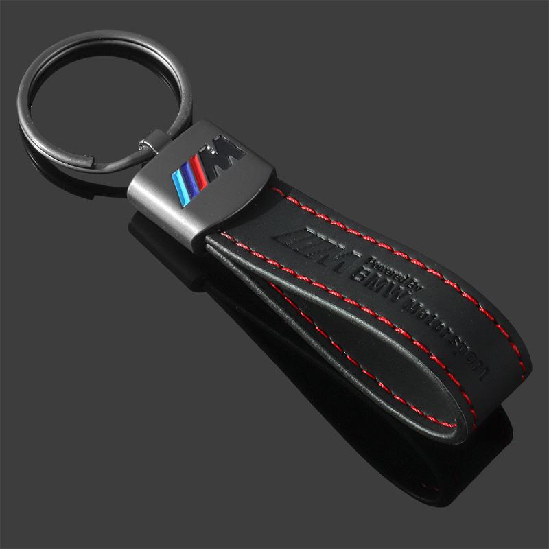 BMW M Power кожен ключодържател – черен с червен шев