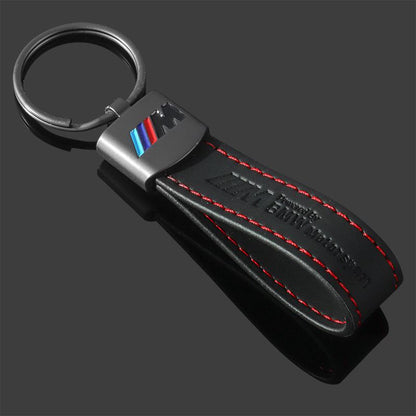 BMW M Power кожен ключодържател – черен с червен шев