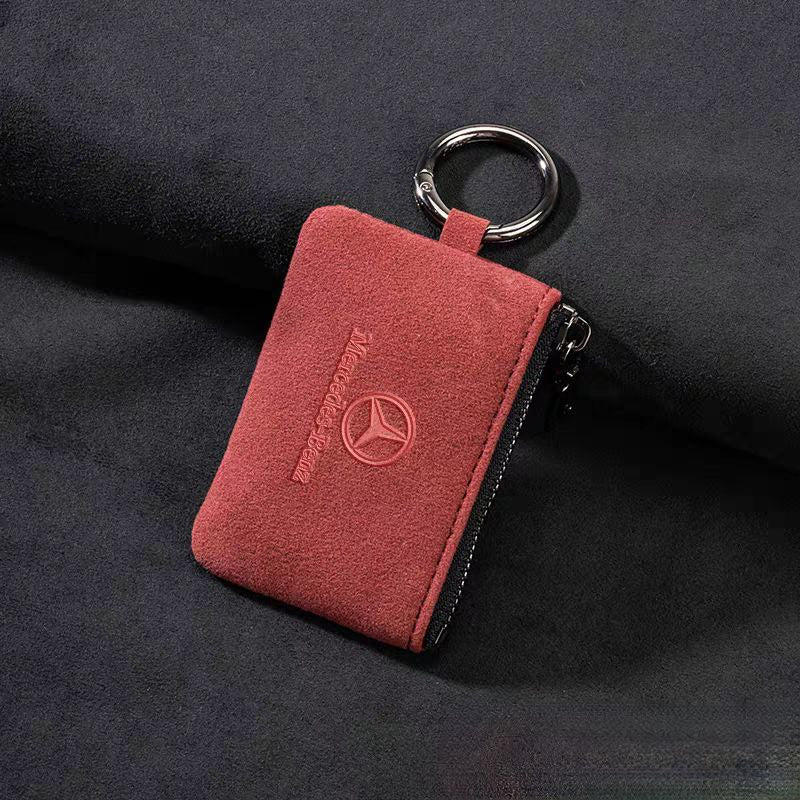 Кожен калъф за ключ Алкантара