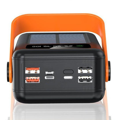 Външна батерия (Power bank) 100 000 mAh със слънчев панел и адаптери, модел YM-638CX, черен цвят.