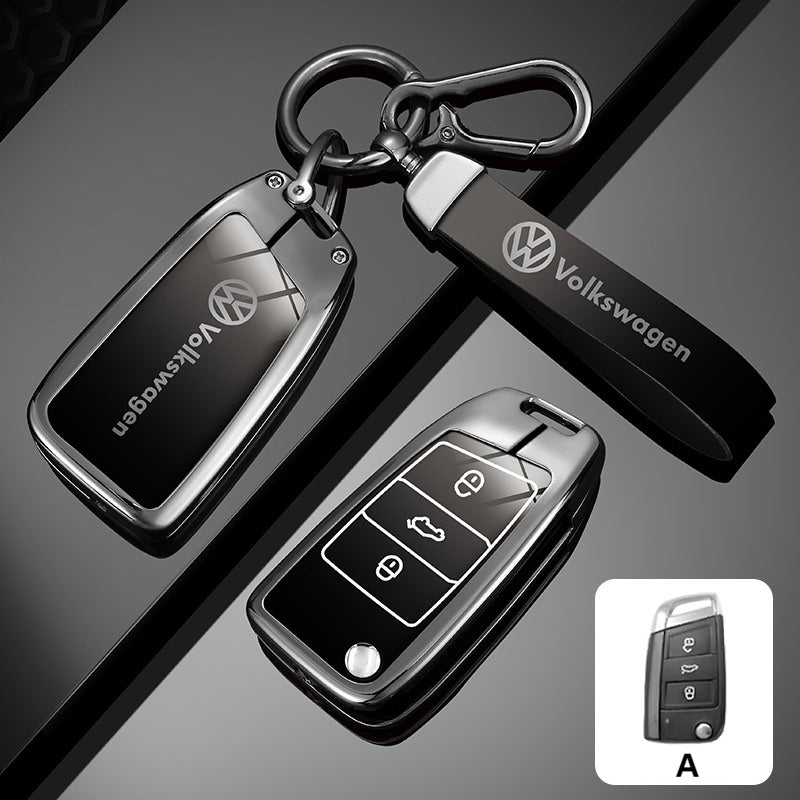 Метален Калъф за ключ Volkswagen + ключодържател – гланцов премиум дизайн A