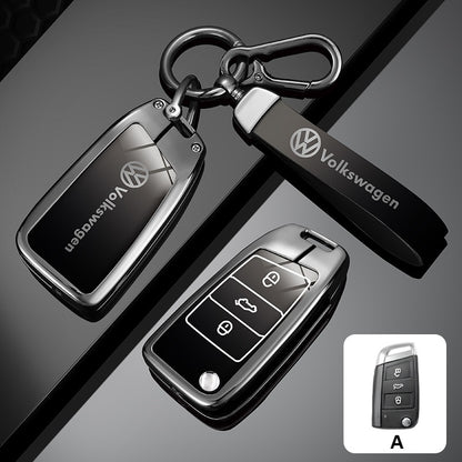 Метален Калъф за ключ Volkswagen + ключодържател – гланцов премиум дизайн A