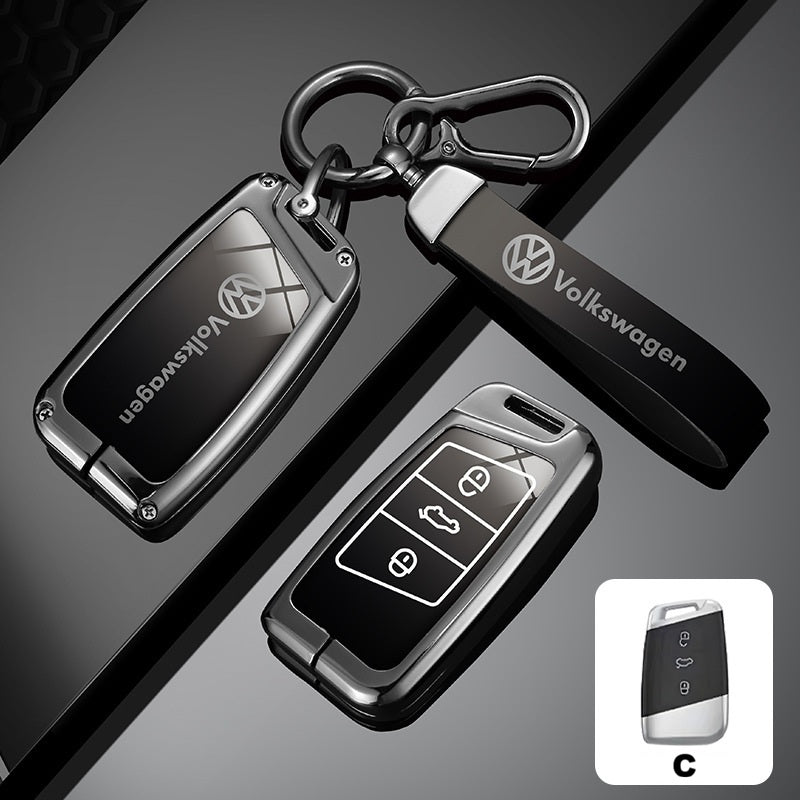 Метален Калъф за ключ Volkswagen + ключодържател – гланцов премиум дизайн C