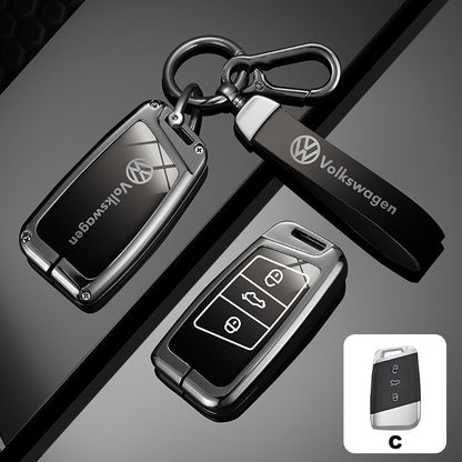 Метален Калъф за ключ Volkswagen + ключодържател – гланцов премиум дизайн C