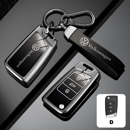 Метален Калъф за ключ Volkswagen + ключодържател – гланцов премиум дизайн D
