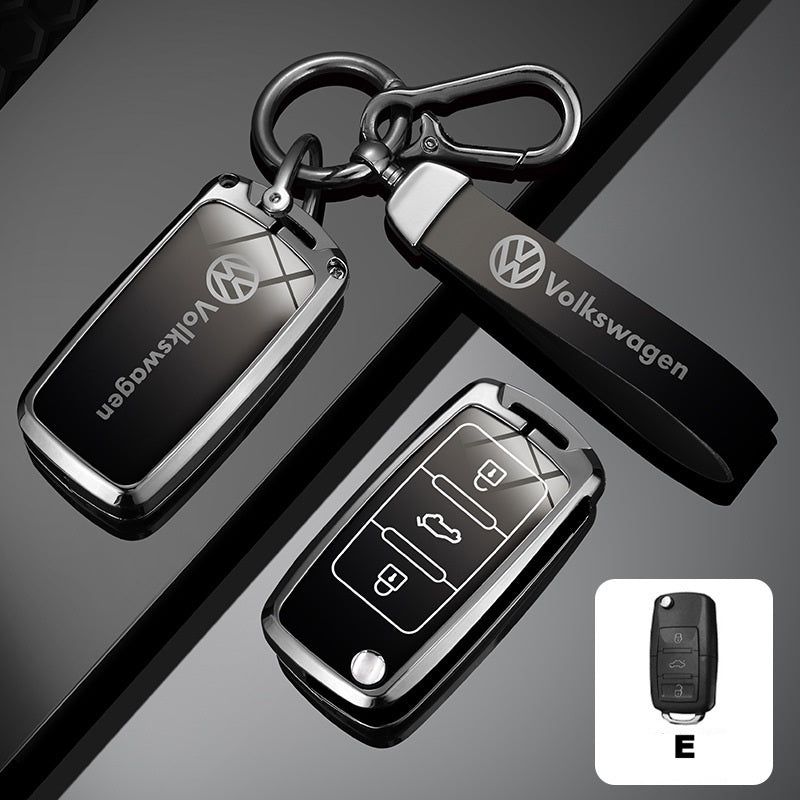 Метален Калъф за ключ Volkswagen + ключодържател – гланцов премиум дизайн E